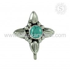 Stunning Turquoise Gemstone 925 Sterling Silver Nose Pin Jewelry