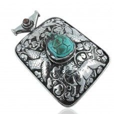 Tropical Glow! 925 Silver Turquoise Pendant