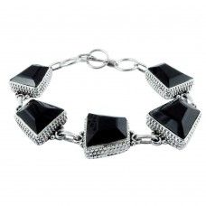 Very Delicate !! 925 Sterling Silver Black Onyx Bracelet