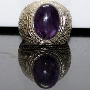 Designer German Silver Amethyst Gemstone Ring