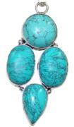 German Silver Turquoise Gemstone Multi Shape Plain Pendant