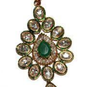 Memoria 925 Sterling Silver Gold Plated Polki With Zircon Pendant