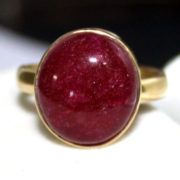 Sterling Silver Overlay Gold Plated Ruby Gemstone Round Ring