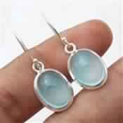 AQUA CHALCEDONY 925 STERLING SILVER EARRING