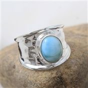 DOMINICAN LARIMAR GEMSTONE SILVER RING