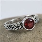 FACETED GARNET STERLING SILVER RING