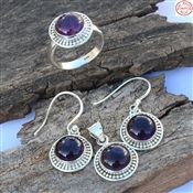 FASHION AMETHYST 925 STERLING SILVER 3 PIECE JEWELRY SET