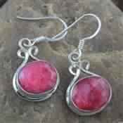 FASHION RUBY GEMSTONE SILVER EARRING