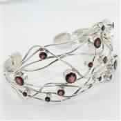 GARNET GEMSTONE SILVER CUFF BRACELET JEWELRY