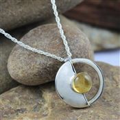 GOLDEN RUTILE QUARTZ GEMSTONE SILVER PENDANT