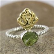 KING ROUGH PERIDOT GEMSTONE 925 STERLING SILVER RING