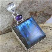 Labradorite, Amethyst Gemstone Flashy Pendant