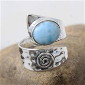 LARIMAR GEMSTONE 925 STERLING SILVER RING