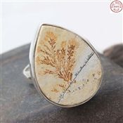 NATURAL LEAF JASPER GEMSTONE SILVER RING