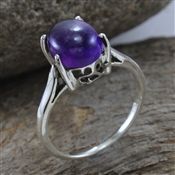 PRONG SETTING AMETHYST SILVER RING