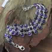 PURPLE AMETHYST 925 STERLING SILVER BRACELET