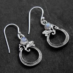 Rainbow Moonstone 925 Sterling Silver Earring