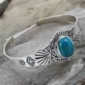 Turquoise gemstone cuff bangle