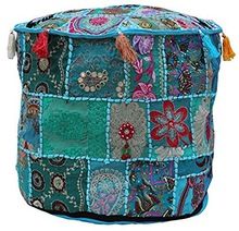 Royal Indian Patchwork Round Pouf Cover