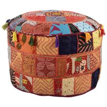 Traditional Royal Patchwork Round Pouf Cover