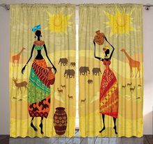 Villege Girl Print Mandala Cotton Window Door Cover Curtain