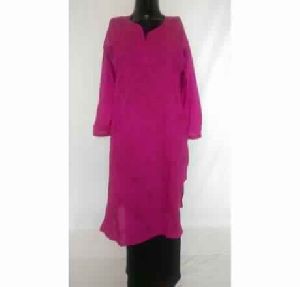 KIA Grape Pink Lucknowi chikan Cotton Kurta