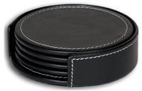 black leather coasters