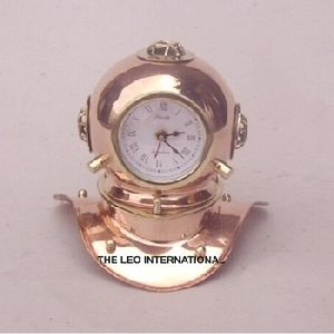 copper metal Nautical Diving Helmet with clock