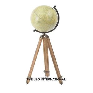 wooden stand map Globe