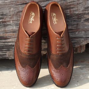 welted Brunette Brown Brogue Formal Shoes