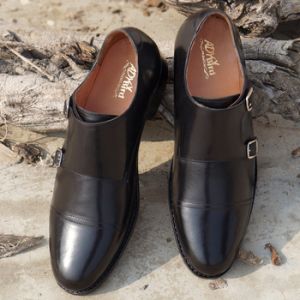 welted Cepheus Black Slip on Formal Shoes