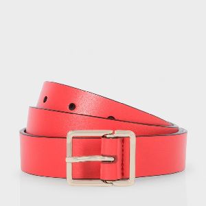 Mens Red Leather Belt