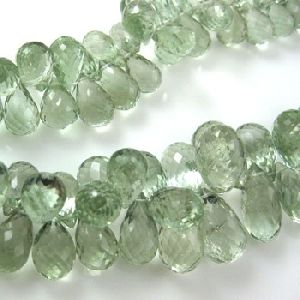 Green Amethyst drop faceted