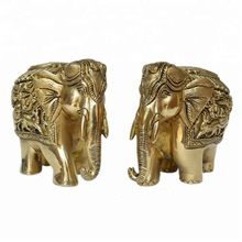 Brass Metal Made Elephant Statue Pair