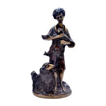 Brass Statue standing boy with animals