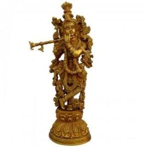 Lord Krishna Living Room Decorative Brass Satue By Aakrati