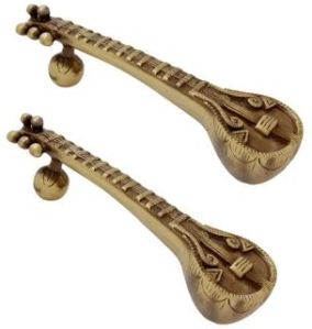 Brass Sitar Door Handle Pair