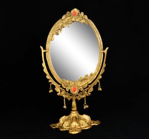TABLE MIRROR DUAL GOLD