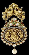 Kundan Meena Gold Plated Pendant
