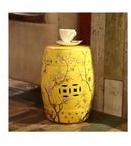 Yellow enamel Drum side table