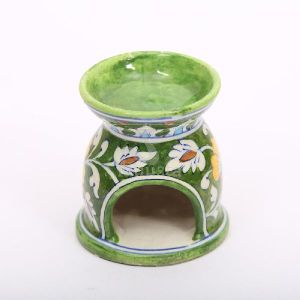 Green Blue Pottery Tea Light Holder