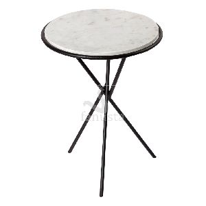 Marble Cross Legs Side Table