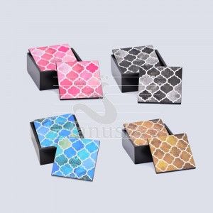 Moroccan Pattern MDF Wood Tea Coaster Set