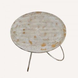 Rustic White And Golden Iron Coffee Table