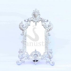 Silver Sculptural Table Mirror