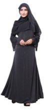 Black Color Waist Belt Style Lycra Burkha