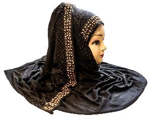 Justkartit Black Color Soft Hosiery Cotton Hijab Dupatta