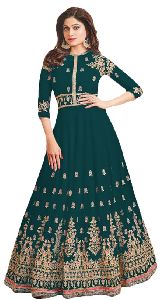 Justkartit Heavy Embroidery Long Flairs Anarkali Semi Stitched Suits