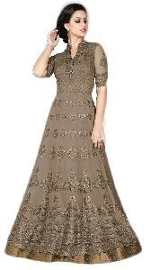 Justkartit Women's Net Embroidery Work Semi-Stitched Dress Material (JK4873)