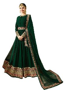 Justkartit Women's Resham Embroidery Georgette Semi-Stitched Dress Material (JK4948)